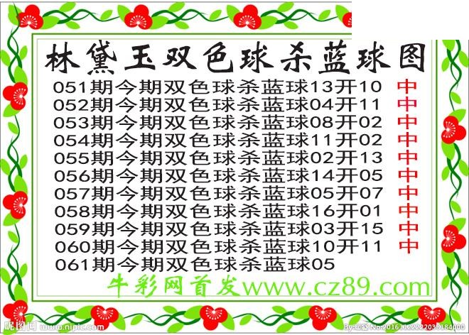 双色球061期 林黛玉杀蓝号图谜 10中10