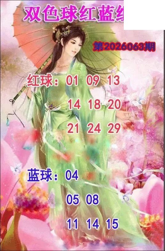 仕女红蓝组合26年063期双色球图谜
