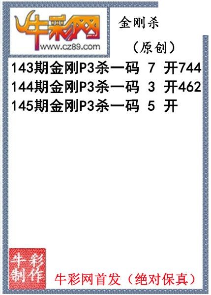 金刚杀码145期体彩P3图迷（原创）